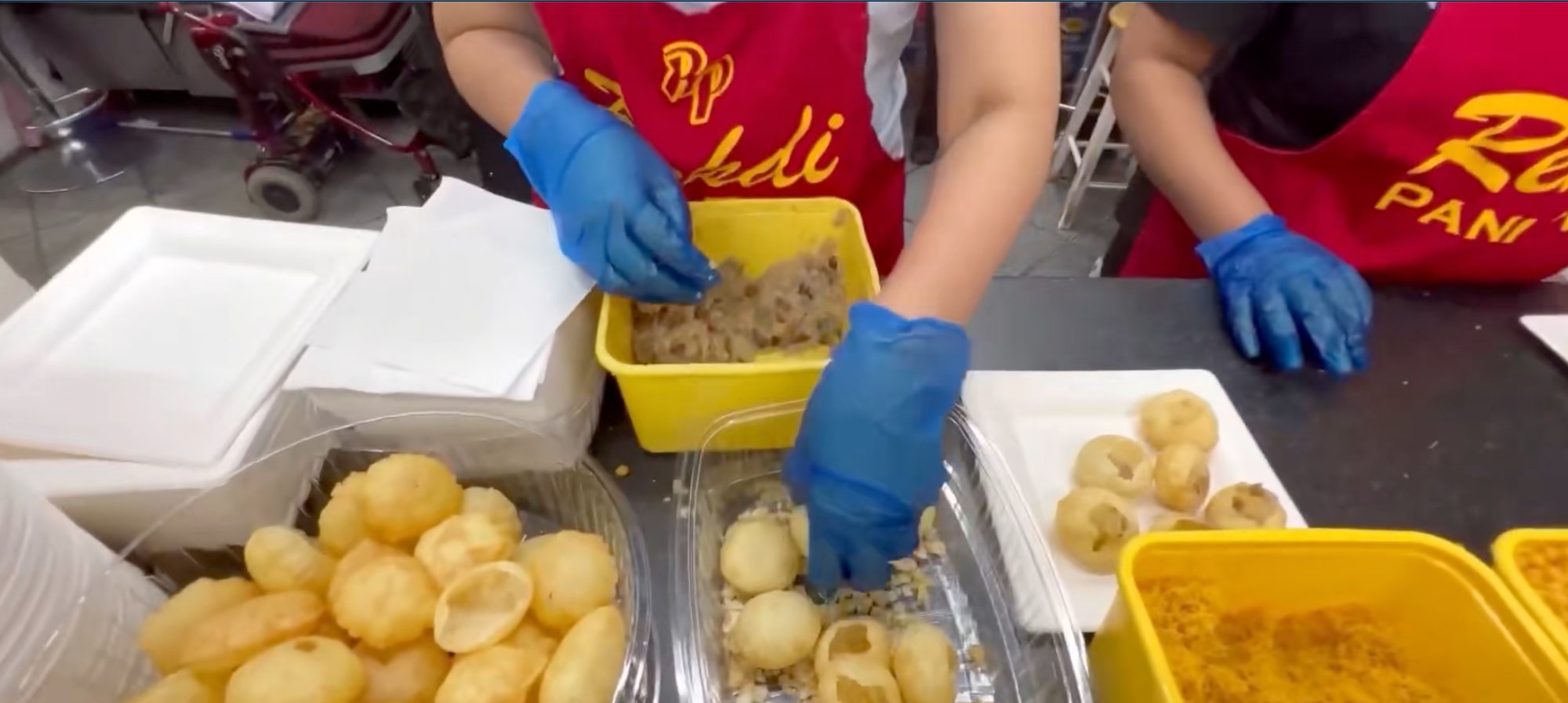 Pani puri being prepared